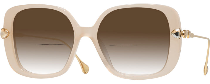 Square,Oversized Beige Transparent Swarovski 6011 w/ Gradient Bifocal Reading Sunglasses View #1