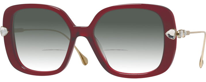Square,Oversized Transparent Burgundy Swarovski 6011 w/ Gradient Bifocal Reading Sunglasses View #1