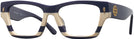 Rectangle Navy Ivory Vintage Stripes Tory Burch 7169U Single Vision Full Frame View #1