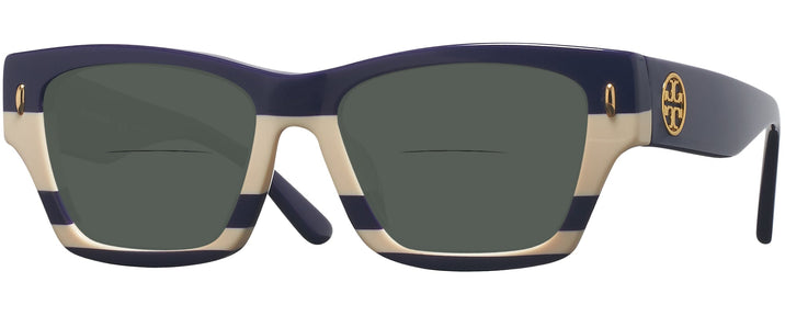 Rectangle,Cat Eye Navy Ivory Vintage Stripes W/ Solid Navy Tory Burch 7169U Bifocal Reading Sunglasses View #1