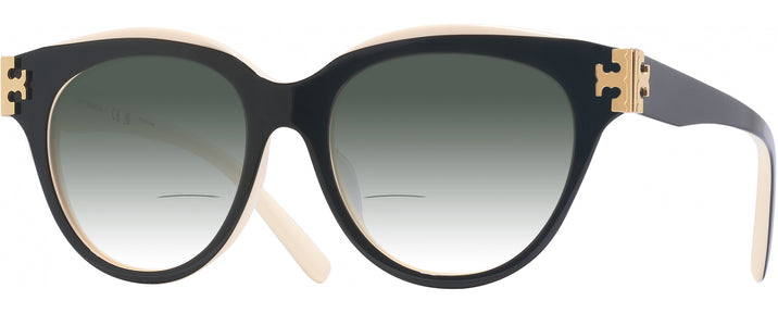 Round Black/ivory Tory Burch 7209U w/ Gradient Bifocal Reading Sunglasses View #1