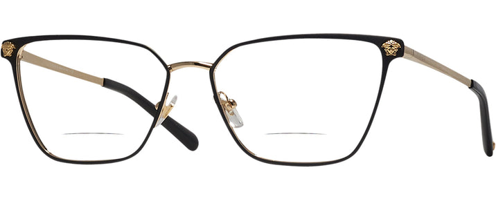 Square Matte Black/gold Versace 1275 Bifocal View #1