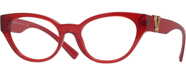 Cat Eye Transparent Red Versace 3282 Single Vision Full Frame View #1