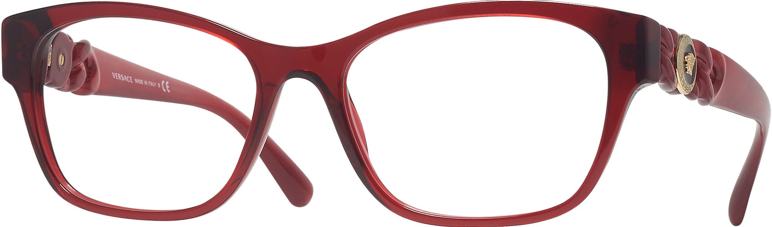 Deep red Versace reading glasses Versace VE 3281 BA - 5323 Eyeglasses Transparent Red 53mm at  main image 3