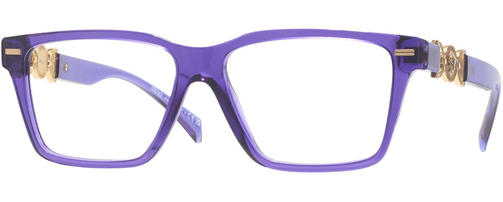 Rectangle Purple Transparent Versace 3335 Single Vision Full Frame View #1