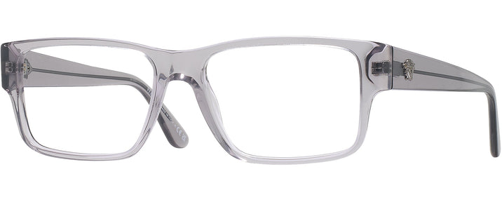 Rectangle Grey Transparent Versace 3342 Single Vision Full Frame View #1