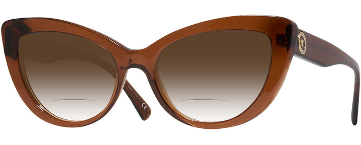 Cat Eye Trans Brown Versace 4388 w/ Gradient Bifocal Reading Sunglasses View #1