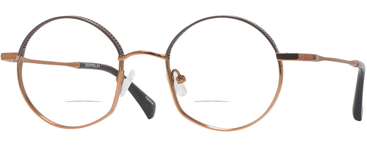 Round Shiny Copper And Brown Titanium XVII Bifocal View #1