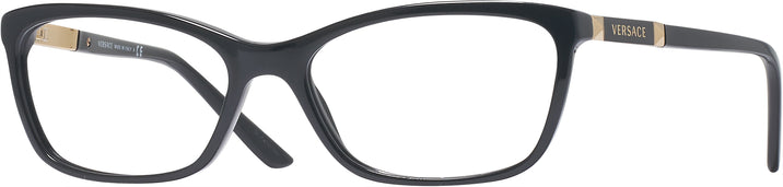 Rectangle Black Versace 3186 Petite Single Vision Full Frame View #1
