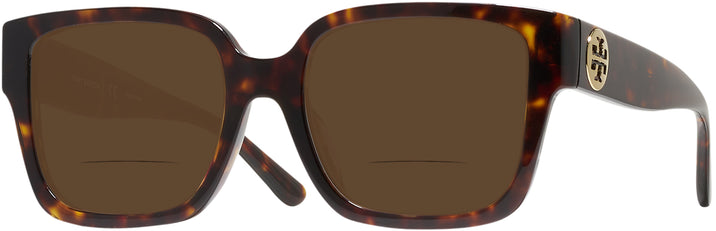 Square Dark Tortoise Tory Burch 7156U Bifocal Reading Sunglasses View #1