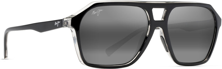 Aviator,Square Black Gloss Crystal Interior w/Neutral Grey Maui Jim Wedges 880 View #1