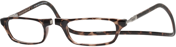 Rectangle Tortoise CliC Magnetic Reading Glasses: Single Vision Half Frame View #1