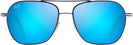 Aviator,Square Dark Navy Silver Stripe w/Blue Hawaii Lens Maui Jim Mano 877 View #2