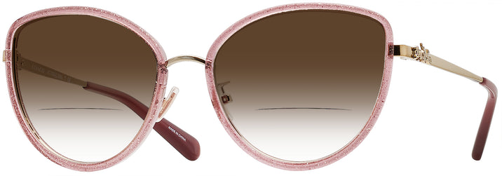 Cat Eye Pink Giltter/gold Coach 7093 Bifocal Reading Sunglasses W/GRADIENT View #1