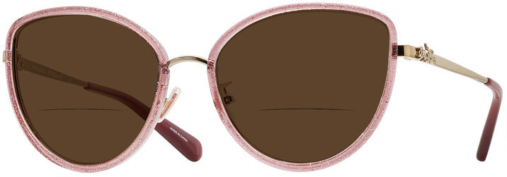 Cat Eye Pink Giltter/gold Coach 7093 Bifocal Reading Sunglasses View #1
