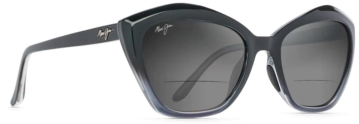 Cat Eye Black Fade/grey Lens Maui Jim Lotus 827 Bifocal Reading Sunglasses View #1