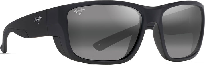 Rectangle Matte Black With Black Rubber/Neutral Grey Lens Maui Jim Amberjack 896 View #1