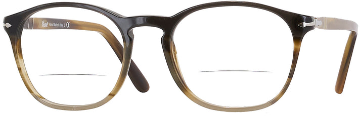 Square Stripe brown Persol 3007V Bifocal w/ FREE NON-GLARE View #1