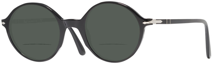Round Black Persol 3249V Bifocal Reading Sunglasses View #1