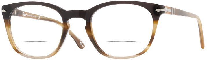 Square Striped Brown/grey/black Persol 3258V Bifocal w/ FREE NON-GLARE View #1