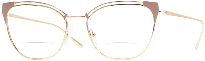 Cat Eye Beige/pink Gold Prada 62UV Bifocal View #1