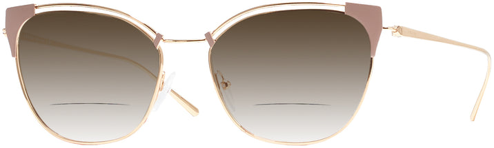 Cat Eye Beige/pink Gold Prada 62UV Bifocal Reading Sunglasses w/ Gradient View #1