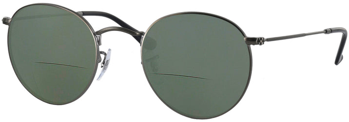 Round Matte Gunmetal Ray-Ban 3447V Bifocal Reading Sunglasses View #1