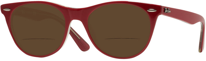 Round Red On Trans Grey Ray-Ban 2185V Bifocal Reading Sunglasses View #1