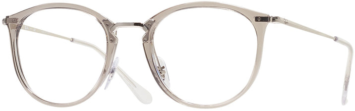 Round Trans Grey Ray-Ban 7140 Progressive No-Lines View #1