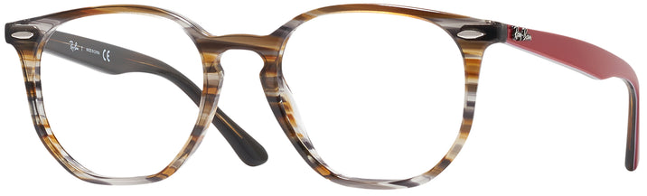 Square Brown / Striped Grey Ray-Ban 7151 Single Vision Full Frame View #1