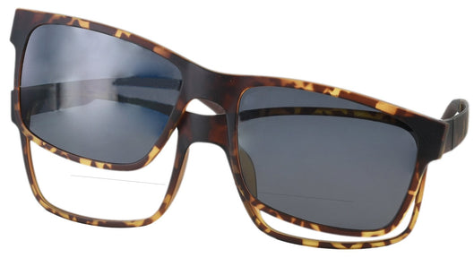 Rectangle Matte Tortoise Seattle Eyeworks 960 with Clip Bifocal View #1