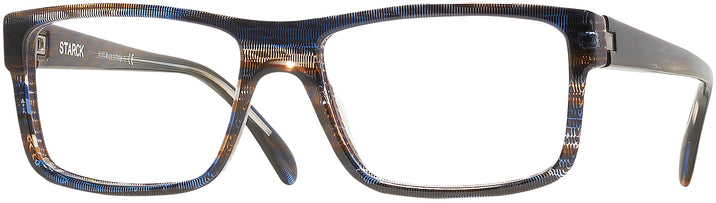 Rectangle Striped Blue Brown Starck SH3046 Progressive No Line Bifocal w/ FREE Non-Glare View #1