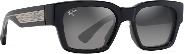 Rectangle Black With Trans Light Grey/Neutral Grey Lens Maui Jim Kenui 642 View #1