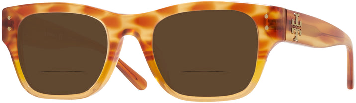 Square Amber Tri Gradient Tory Burch 7144U Bifocal Reading Sunglasses View #1