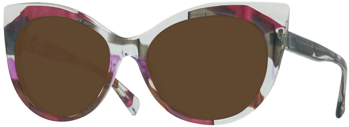 Cat Eye Crystal Waves Violet Brown Alain Mikli A05032 Progressive No Line Reading Sunglasses View #1