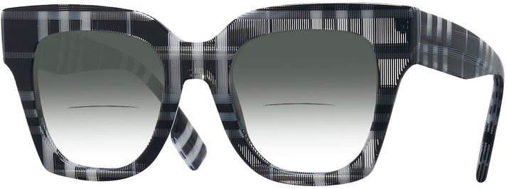 Oversized,Square Check White/black Burberry 4364 w/ Gradient Bifocal Reading Sunglasses View #1