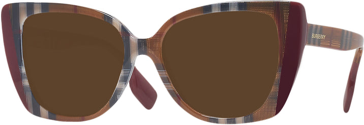 Cat Eye Check Brown/Bordeaux Burberry 4393 Progressive Reading Sunglasses View #1