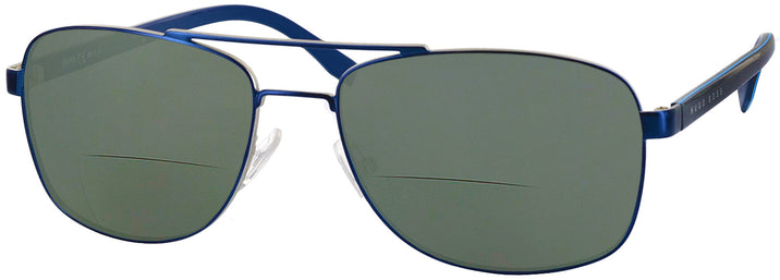 Rectangle Matte Blue Hugo Boss 0762-S Bifocal Reading Sunglasses with Polarized View #1