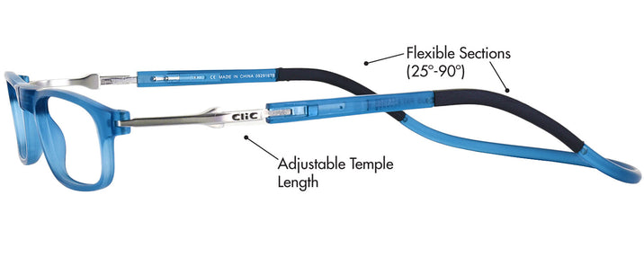 Rectangle Matte Teal CliC FLEX RC LTDQTY Single Vision Half Frame View #1