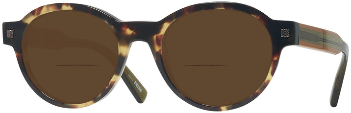Round Honey Tortoise Zegna EZ0100 Bifocal Reading Sunglasses View #1