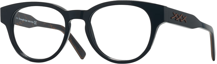 Round Black Zegna EZ5174 Single Vision Full Frame View #1