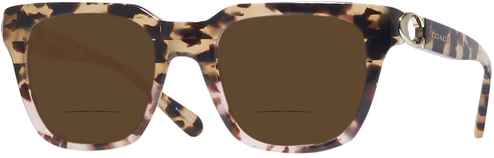 Square Brown Pink Tortoise Coach 8240 Bifocal Reading Sunglasses View #1