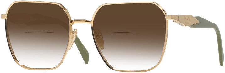 Square,Oversized Gold Prada 56ZV w/ Gradient Bifocal Reading Sunglasses View #1