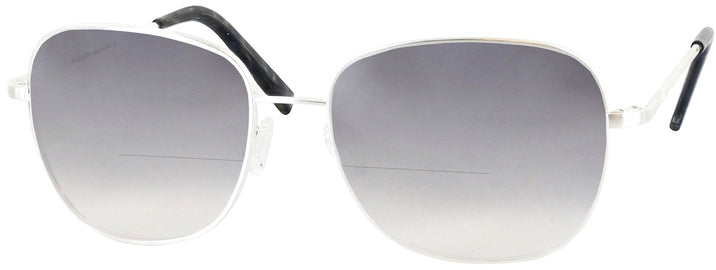 Aviator Satin Silver Cecil Bifocal Reading Sunglasses with Gradient View #1
