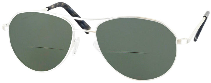 Aviator Satin Silver Thaden Bifocal Reading Sunglasses View #1