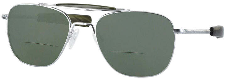 Aviator Bright Chrome/Green Aviator II Bifocal Reading Sunglasses View #1