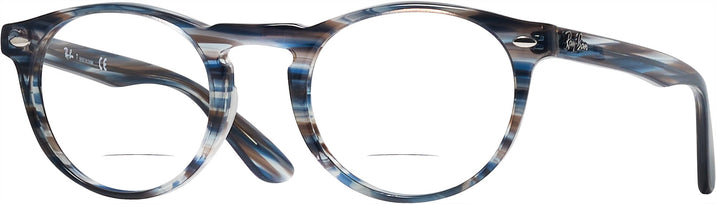 Round Striped Blue Ray-Ban 5283 Petite Bifocal View #1