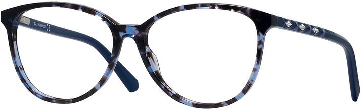 Oversized,Round,Wayfarer Blue Havana Swarovski 5301 Progressive No-Lines View #1