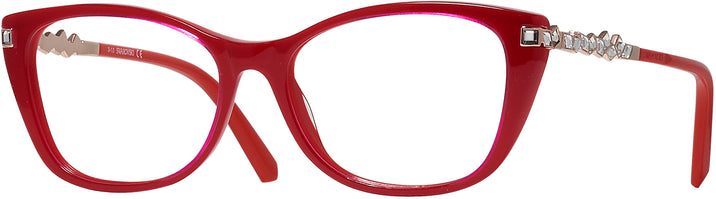 Cat Eye Shiny Red Swarovski 5343 Computer Style Progressive View #1