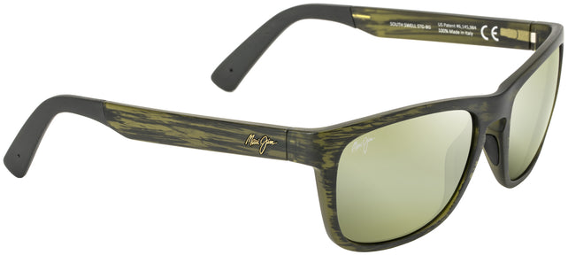 Rectangle Matte Green Stripe/HT Lens Maui Jim South Swell 755 View #1